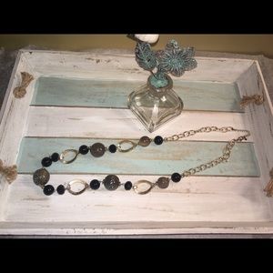 Gold Statement Necklace with Glass Beads